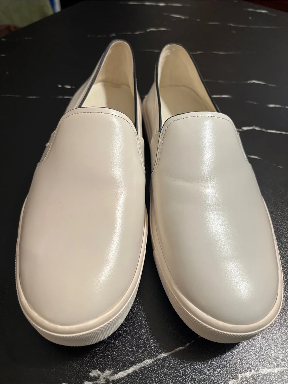 Vince Cream Leather Slip-On Loafers